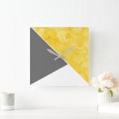 Horloge Carrée Blanc jaune moderne (Maison)