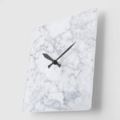 Horloge Carrée Blanc marbre (Angle)