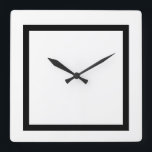 Horloge Carrée Blanc uni personnalisé avec bande noire décorative<br><div class="desc">Custom solid White with black stripe Square Wall Clock</div>