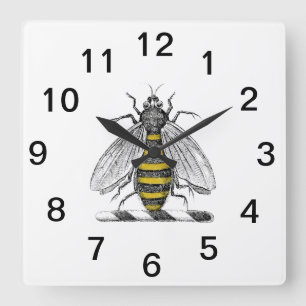 Horloge Carrée Blason Préparatoire Emblème Vintage Abeille Armoir