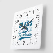 Horloge Carrée Bless our Farmhouse (Angle)