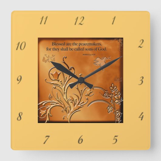 Horloge Carrée Blessed Are The Peacemakers Wall Clock (Recto)