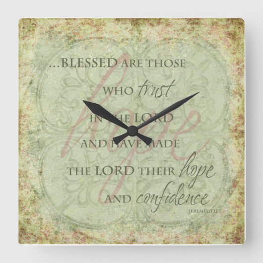Horloge Carrée Blessed are Those Who a porté dans le Lord Clock (Recto)