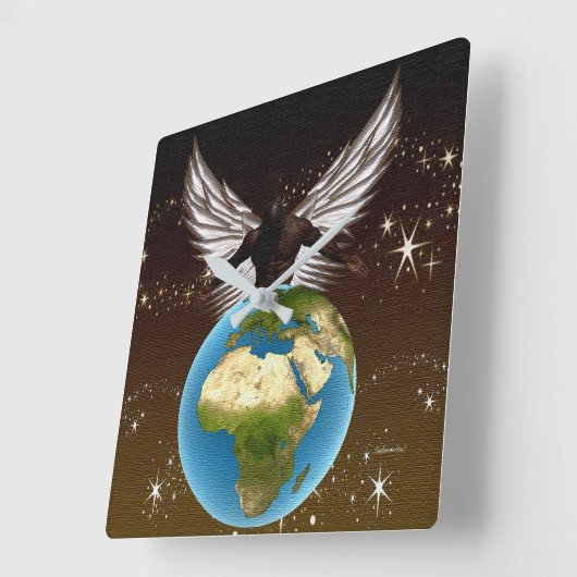 Horloge Carrée Blessings d'Afrique (Angle)