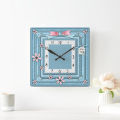 Horloge Carrée Bleu (Maison)