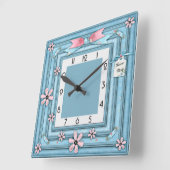 Horloge Carrée Bleu (Angle)