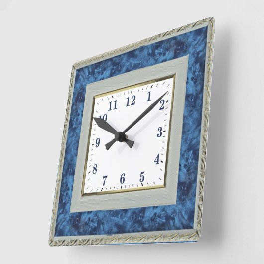Horloge Carrée Bleu (Angle)