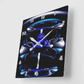 Horloge Carrée bleu (Angle)