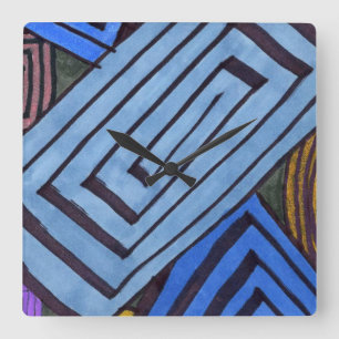 Horloge Carrée Bleu abstrait rectangulaire en spirale égyptienne