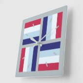 Horloge Carrée Bleu blanc (Angle)