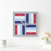 Horloge Carrée Bleu blanc (Maison)