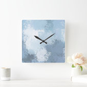 Horloge Carrée Bleu d'ardoise souple Abstrait (Maison)