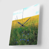 Horloge Carrée Bleu de Bella - chicorée (Angle)