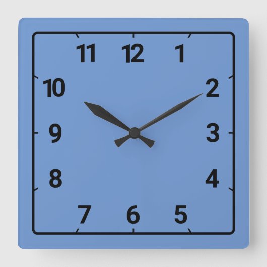 Horloge Carrée Bleu de Cornflower (Recto)