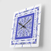 Horloge Carrée Bleu de dentelle en céramique de Grèce (Angle)
