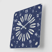 Horloge Carrée Bleu et blanc (Angle)