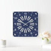 Horloge Carrée Bleu et blanc (Maison)