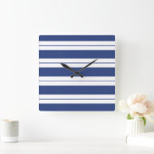 Horloge Carrée Bleu et blanc rayé (Maison)