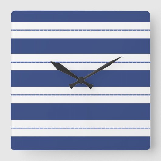 Horloge Carrée Bleu et blanc rayé (Recto)