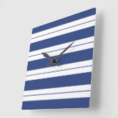Horloge Carrée Bleu et blanc rayé (Angle)