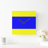 Horloge Carrée Bleu jaune Delta (Maison)