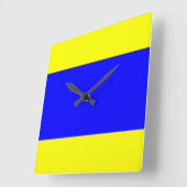 Horloge Carrée Bleu jaune Delta (Angle)
