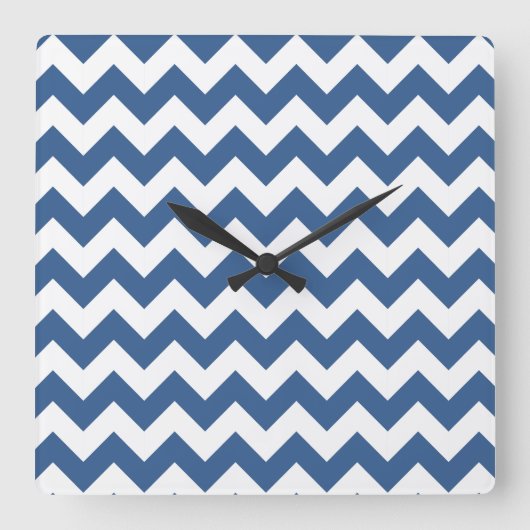 Horloge Carrée Bleu moderne Chevron Stripes (Recto)