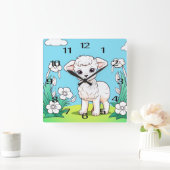 Horloge Carrée Bleu Mur de canard (Maison)