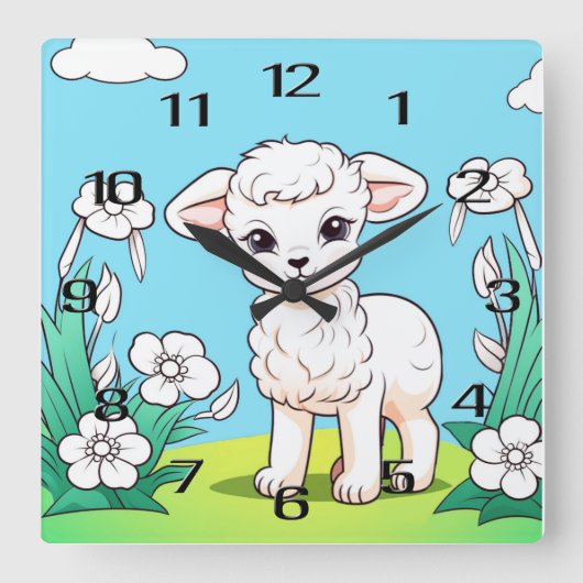 Horloge Carrée Bleu Mur de canard (Recto)