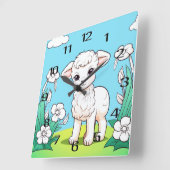 Horloge Carrée Bleu Mur de canard (Angle)