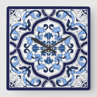 Bleu Orné Floral Méditerranéen Carrelage Sicilien