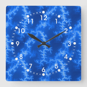Horloge Carrée Bleu sans couture de fractale
