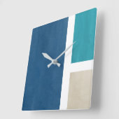 Horloge Carrée Bleu Turquoise Beige Blanc (Angle)