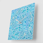Horloge Carrée Bleu Turquoise Mosaïque De Verre Tile Moderne Chic (Angle)