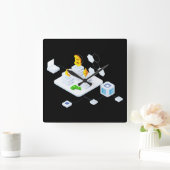 Horloge Carrée Bloc (Maison)