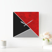 Horloge Carrée Bloc de couleur blanc gris rouge (Maison)