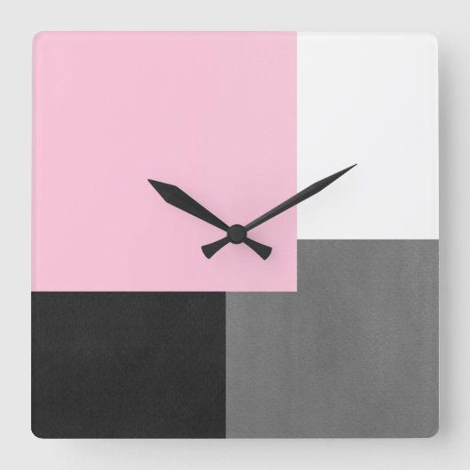 Horloge Carrée Bloc de Pink Gray Black and White Geometric (Recto)