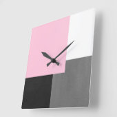 Horloge Carrée Bloc de Pink Gray Black and White Geometric (Angle)