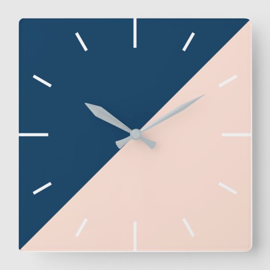 Horloge Carrée bloc en pastel moderne élégant de couleur de bleu (Recto)