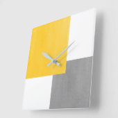 Horloge Carrée Bloc géométrique blanc gris jaune (Angle)