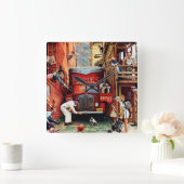 Horloge Carrée Bloc routier par Norman Rockwell (Maison)