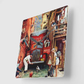 Horloge Carrée Bloc routier par Norman Rockwell (Angle)