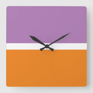 Horloge Carrée Blocs couleur orange blanc violet de lavande amusa