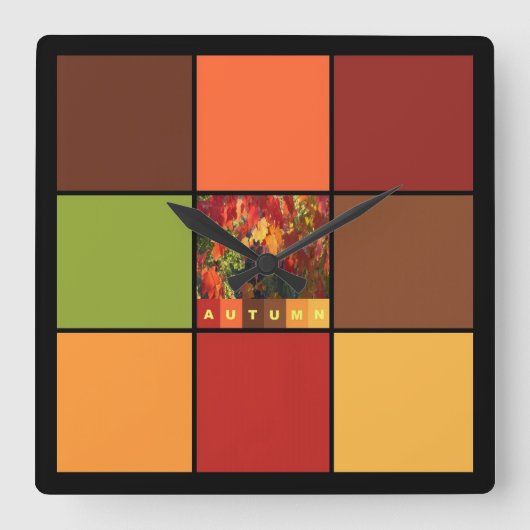 Horloge Carrée Blocs de couleurs d'automne (Recto)