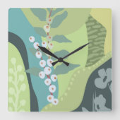 Horloge Carrée Blocs de couleurs mélangés de baies blanches (Recto)