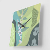 Horloge Carrée Blocs de couleurs mélangés de baies blanches (Angle)