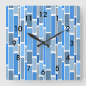 Horloge Carrée Blue and gray geometric pattern, (Recto)