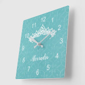 Horloge Carrée Blue and White Princess Tiara Wall Clock (Angle)