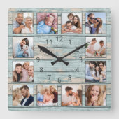 Horloge Carrée Blue beach Nautical Driftwood (Recto)