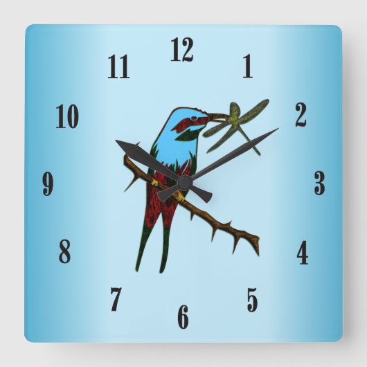 Horloge Carrée Blue Bird (Recto)